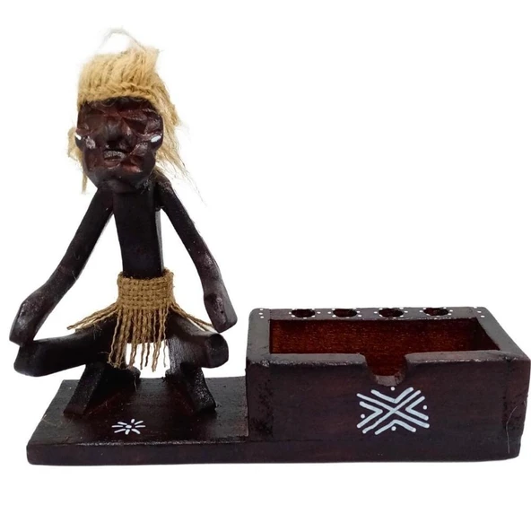 Ahşap Primitif Aborjin Kalemlik Kartlık El Yapımı ürün görseli