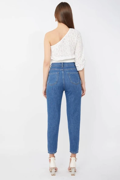 Kadın Mom Jean Pantolon Mavi - 5