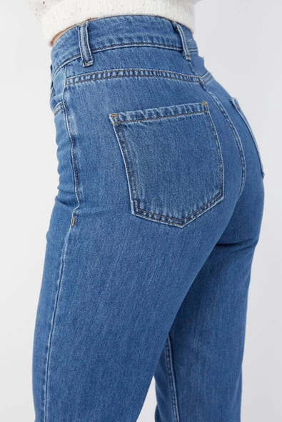 Kadın Mom Jean Pantolon Mavi - 6