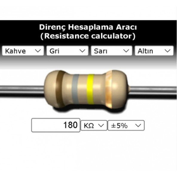 OEM 180 Kr (Kiloohm) Direnç 1 Watt (5 Adet) - 1