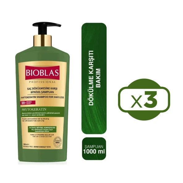 Bioblas Phytokeratin Onarıcı 1000 ml Şampuan x 3 Adet - Resim 2