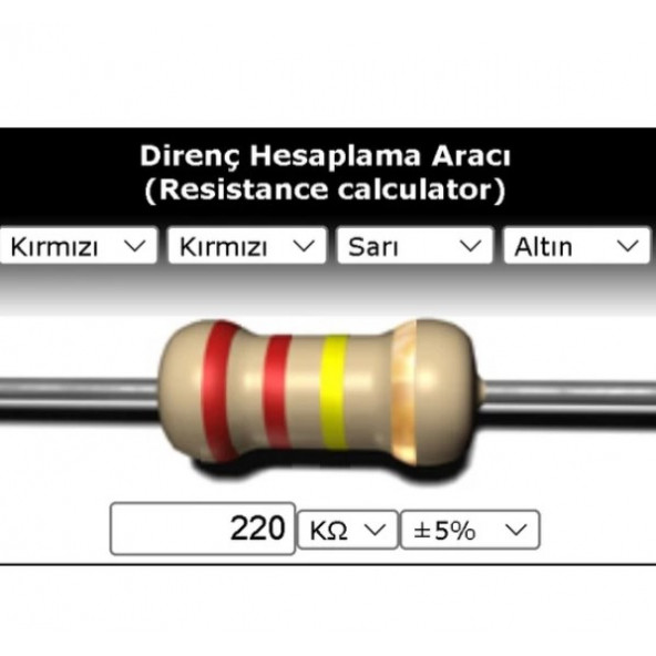OEM 220 Kr (Kiloohm) Direnç 1/4 Watt (5 Adet)