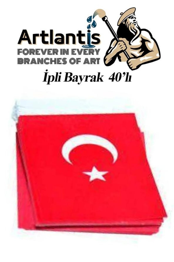 İpli Bayrak Büyük Boy 40lı 11x19cm 3 Paket Türk Bayrağı Kağıt İpli Sıralı Ayyıldız Bayrak Sınıf Süsü Okul Bayram - 2