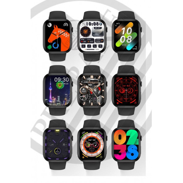 Watch 8 PR-9 Pro Amoled 45mm 1,9 inç Ekran Pusulalı Vidalı Kilitli 2 Kordon Akıllı Saat - 4