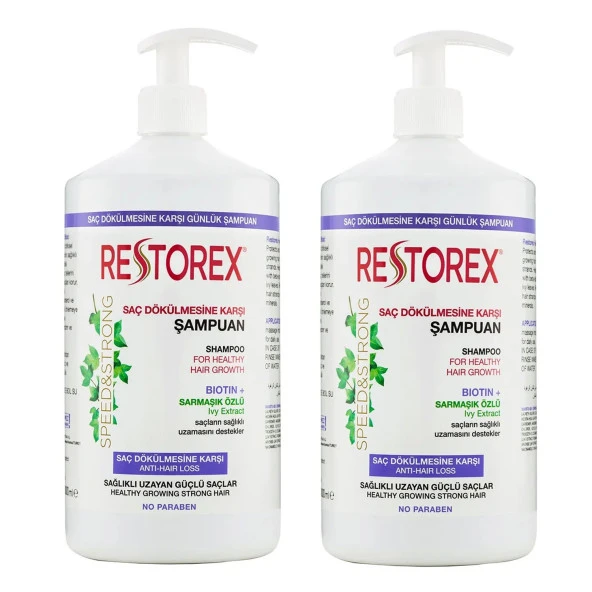 Restorex Saç Dökülmesine Karşı Ekstra Direnç Şampuan 1000 ml 2 Adet