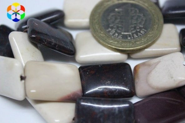 Mokait Jasper Taşı Dikdörtgen Şekilli/adet - Resim 3