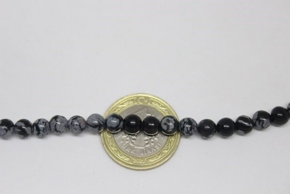 Kar Tanesi Obsidyen Taşı 6mm/adet - Resim 3