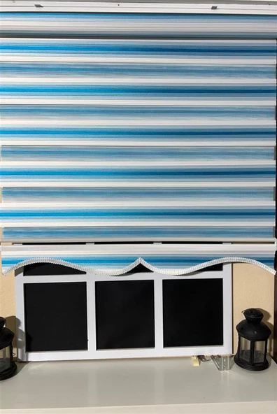 Zebra Stor Plise Renk Geçişli Turkuaz Mavi ST 051  Turkuaz 100 x 200 - 2