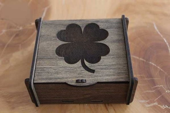 Değerli Taş - Pandül & Takı Saklama Kutusu Orta Boy Dört Yapraklı Yonca - 2