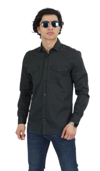 Erkek Spor Gömlek Silim Fit 9821 BGL-ST02720 - Resim 6