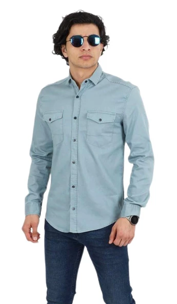 Erkek Spor Gömlek Silim Fit 9821 BGL-ST02720 - Resim 5