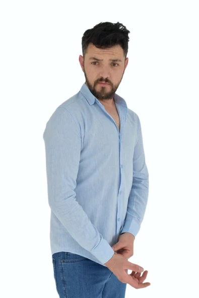 Erkek Spor Gömlek Silim Fit 9843 BGL-ST02726 - Resim 5