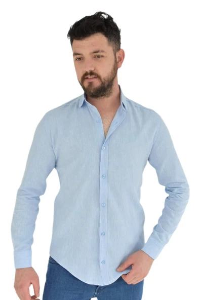 Erkek Spor Gömlek Silim Fit 9843 BGL-ST02726 - Resim 3