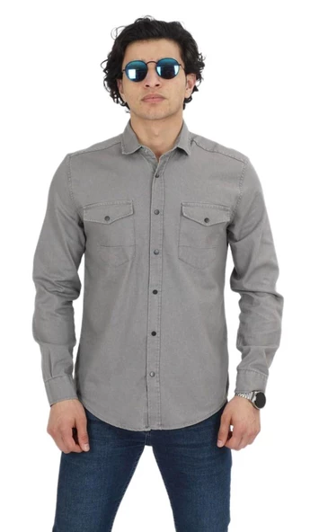 Erkek Spor Gömlek Silim Fit 9821 BGL-ST02720 - Resim 4