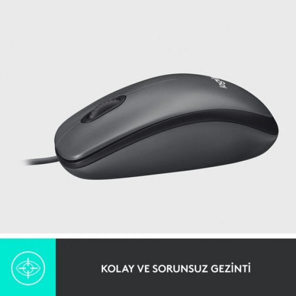 Logitech M100 Kablolu 1.000 Dpi USB Optik Mouse - Siyah - 2