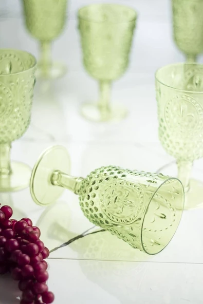 Akrilik Yeşil Tekli Kadeh & Su Meşrubat Kahve Yanı Bardağı 450 ml ( Cam Değildir ) - 3