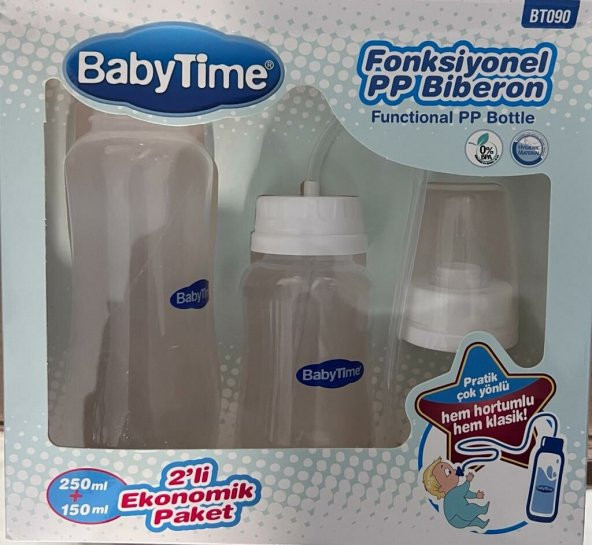 Baby Time BT090 PP Fonksiyonel Biberon 250 + 150 ml 2'li