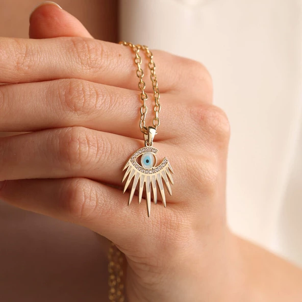 Evil Eye Altın Kolye 60 Cm Zincir İtaly - 3