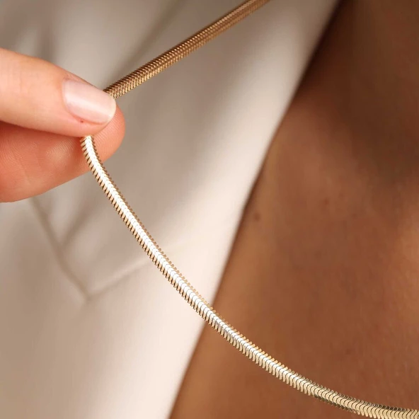 50 cm Balık Sırtı Altın Zincir 3 mm - Resim 2