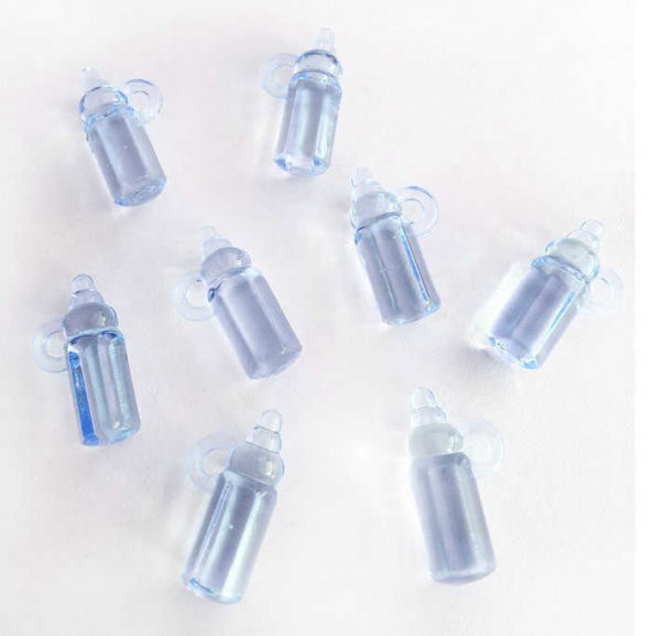 Akrilik Mini Mavi Biberon Konsept, Hediyelik Süsleme Bebek Şekeri (25 Adet)