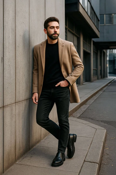 Erkek Siyah Düz Kesim Jean Pantolon