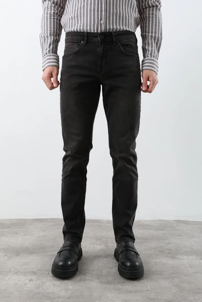 Erkek Siyah Düz Kesim Jean Pantolon - 8