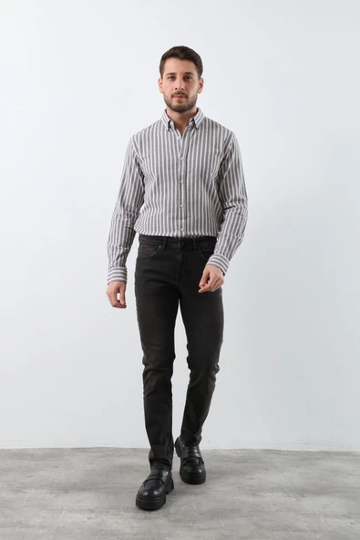 Erkek Siyah Düz Kesim Jean Pantolon - 5