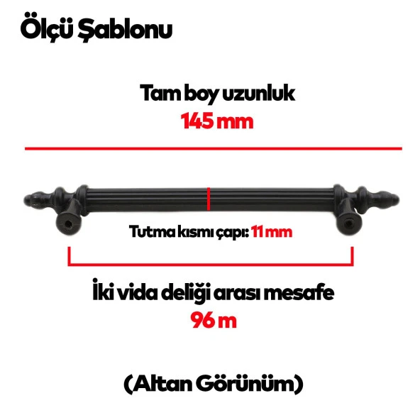 Polavit Çekmece Mutfak Dolap Kapak Kulpu Kulbu 96 mm Siyah Sert Plastik Kulp (5 ADET) - 4