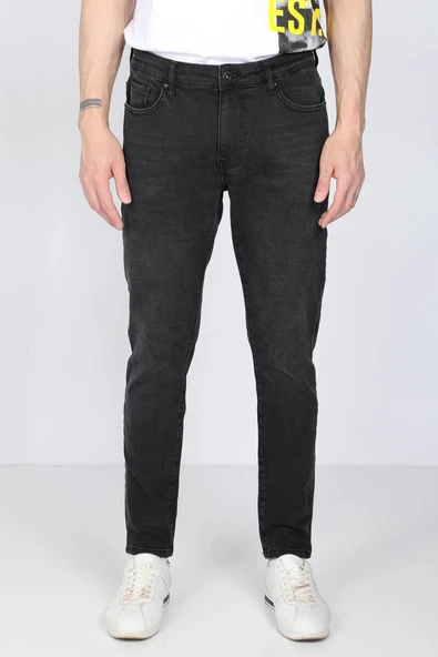 Erkek Siyah Straight Fit Jean Pantolon - Resim 2