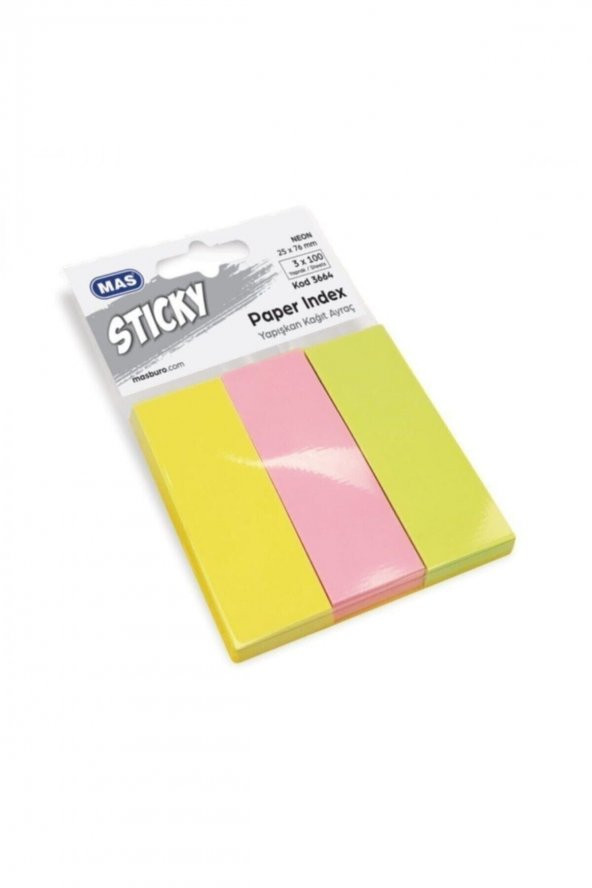 Yapışkanlı Kağıt Ayraç ( 25 * 76) Neon 100 Sayfa 3 Renk