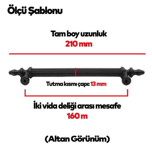 Polavit 160 Mm (SERT PLASTİK) Siyah Mobilya Çekmece Mutfak Dolap Dolabı Kulpu Kulbu Kulpları 5 Adet - 3