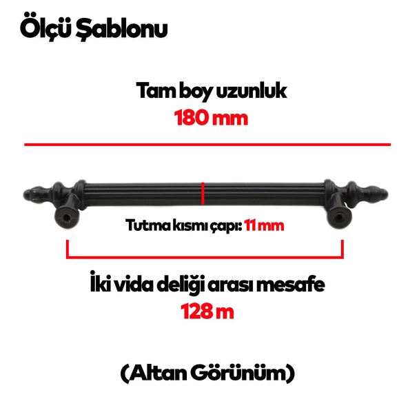 Polavit 128 Mm (SERT PLASTİK) Siyah Mobilya Çekmece Mutfak Dolap Dolabı Kulpu Kulbu Kulpları 5 Adet - 3
