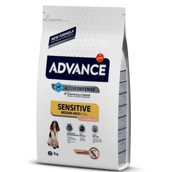 Advance Sensitive Somonlu ve Pirinçli Hassas Yetişkin Köpek Maması 3 KG