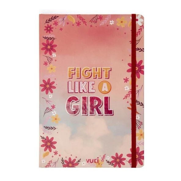 A5 Desenli Sert Kapak Lastikli Defter Çiçek