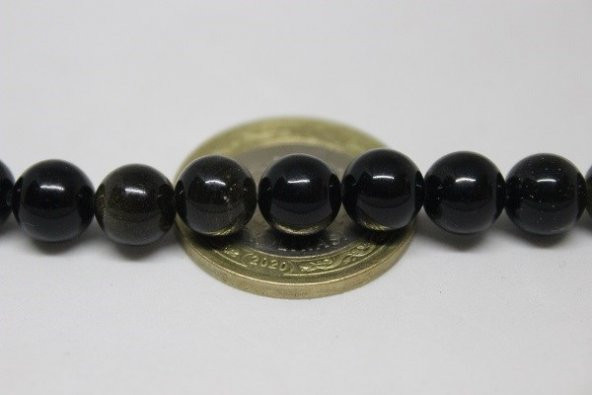 Golden & Siyah Obsidyen Taşı 8mmadet - Resim 2