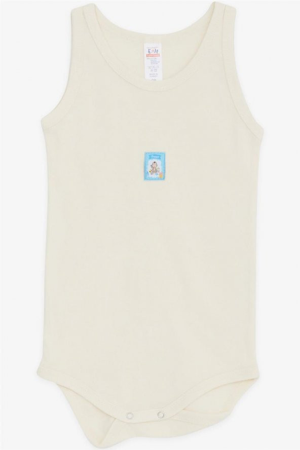 Erkek Bebek Çıtçıtlı Atlet Zıbın Body Bebek Baskılı , Krem