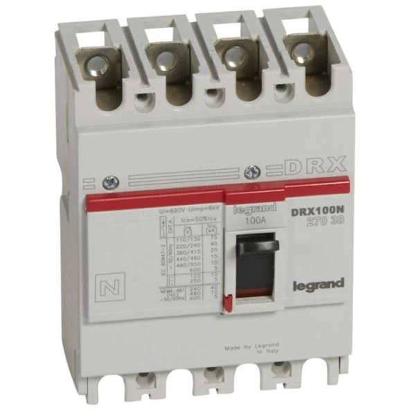 Legrand 027038 DRX 100N 4 Kutuplu 20kA 100A Sabit Tip Kompakt Şalter