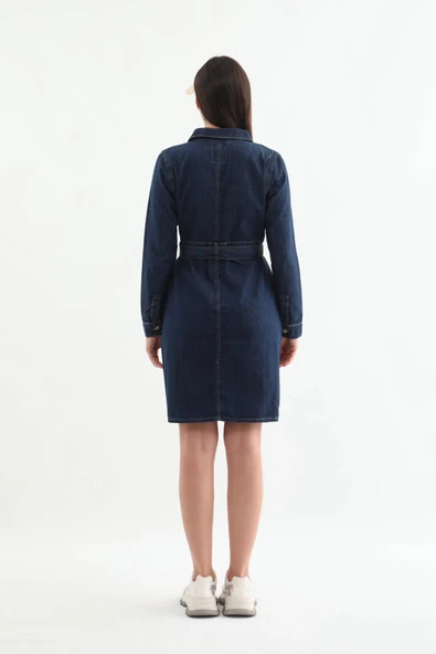 Kadın Kuşaklı Uzun Kollu Elbise - 8