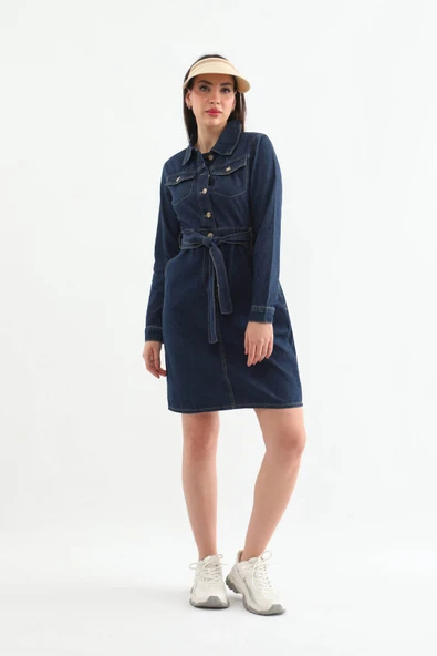 Kadın Kuşaklı Uzun Kollu Elbise - 5