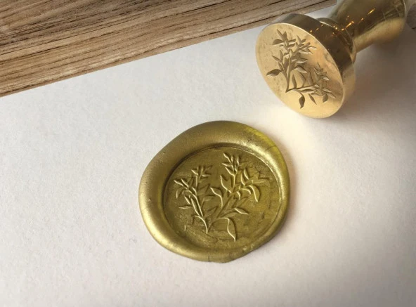 Davetiye Mum Mühürü Uygulama Seti Kahverengi 355 Dal Yaprak - Resim 5