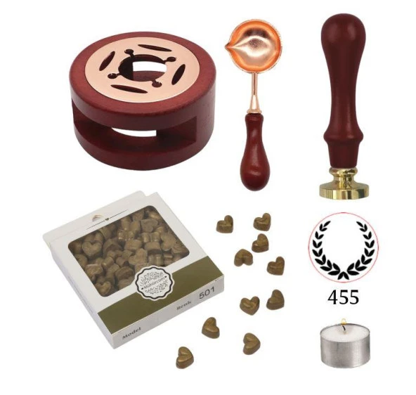 Davetiye Mum Mühürü Uygulama Seti Kahverengi 455 Çelenk ürün görseli