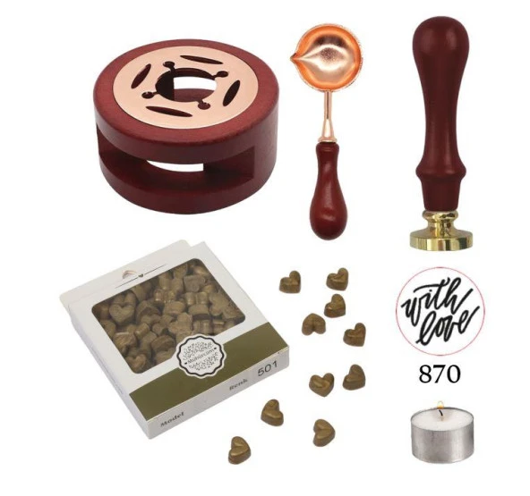 Davetiye Mum Mühürü Uygulama Seti Kahverengi 870 With Love ürün görseli
