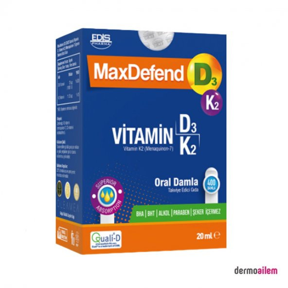MaxDefend Vitamin D3 K2 Oral 20 ml Damla - 1