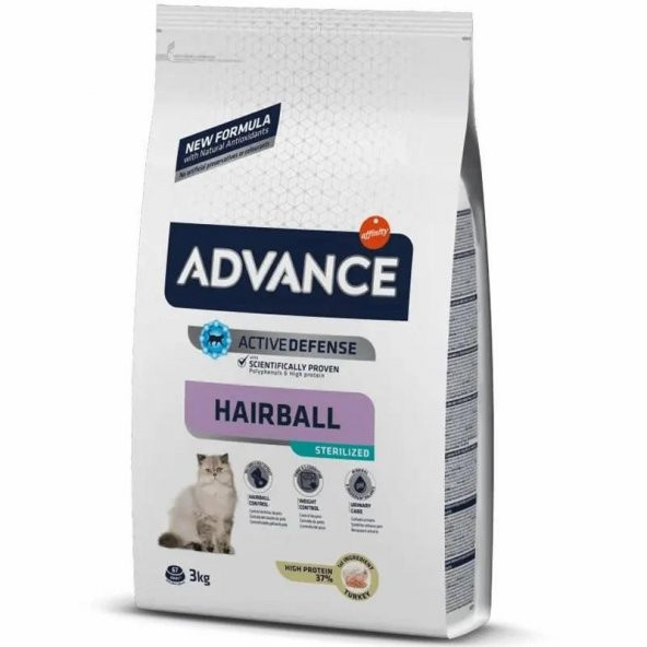 Advance Hairball Sterilised Hindi Etli Kısırlaştırılmış Yetişkin Kedi Maması 3 KG