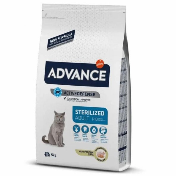 Advance Sterilised Hindi Etli Kısırlaştırılmış Yetişkin Kedi Maması 3 KG