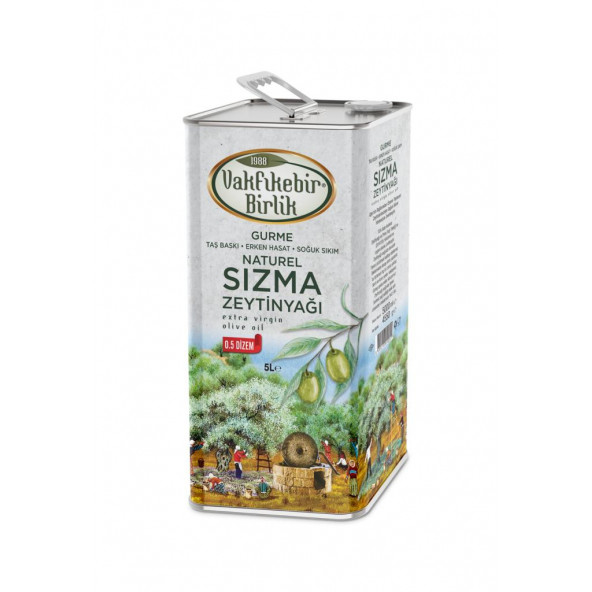 VAKFIKEBİR BİRLİK 5 LİTRE SOĞUK SIKIM SIZMA ZEYTİNYAĞI