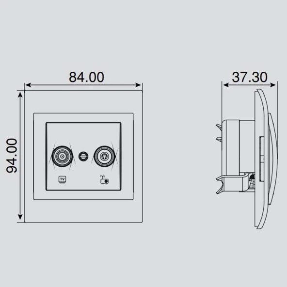 Viko Panasonic Thea Blu TV SAT Uydu Prizi Geçişli 8dB Mekanizma WBTM04625NC-TR - 2