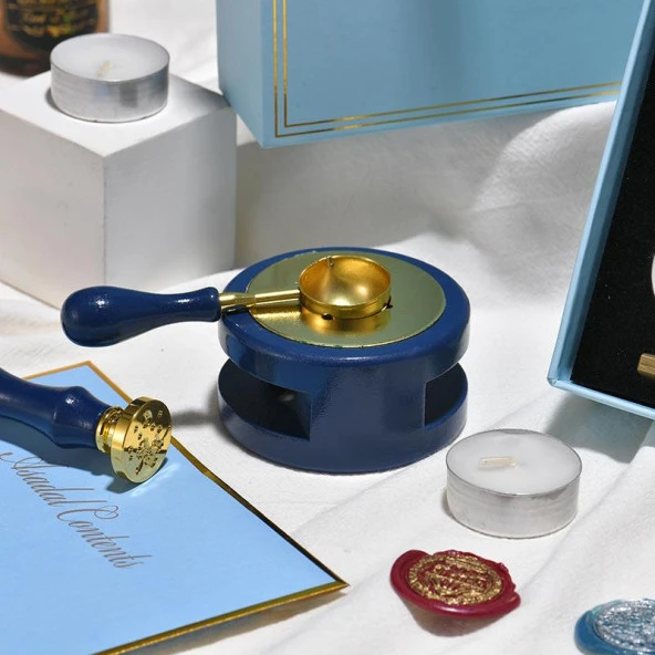 Davetiye Mum Mühürü Uygulama Seti Lacivert Renk 355 Dal Yaprak - Resim 10