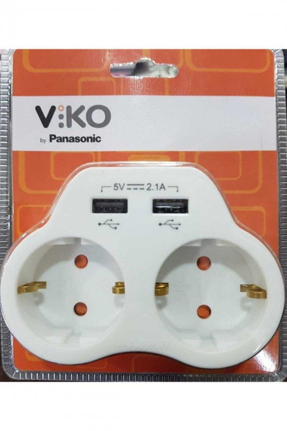 2 Li Topraklı Ve 2 Usb Çıkışlı Fiş Priz (2,1 A) - 2