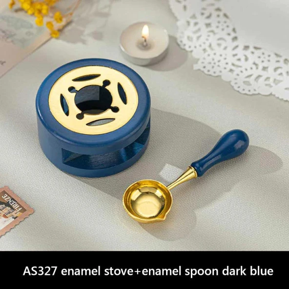 Davetiye Mum Mühürü Uygulama Seti Lacivert Renk 455 Çelenk - Resim 8